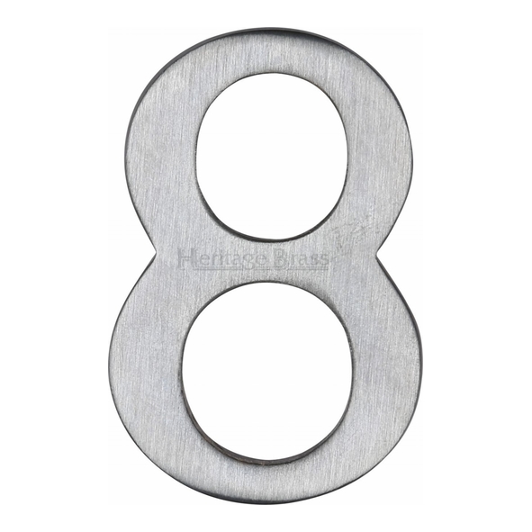 C1568 8-SC • 51mm • Satin Chrome • Heritage Brass Self Adhesive Numeral 8